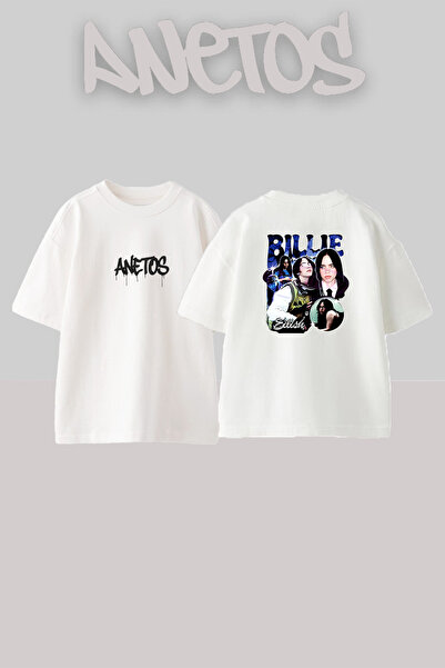 Anetos Billie Eilish_115 Design Printed Unisex Oversize Fit White Tshirt