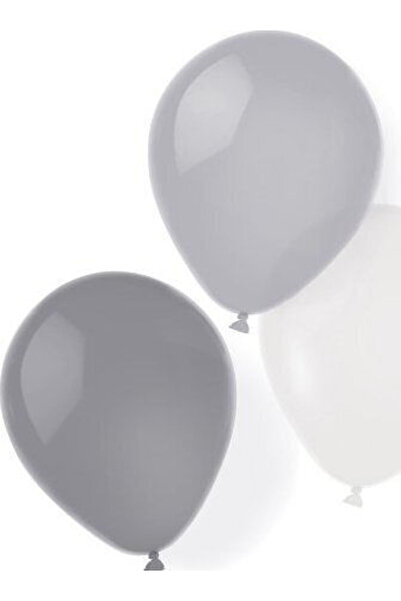 AMSCAN Set de 8 baloane din latex argintii de 25,4 cm