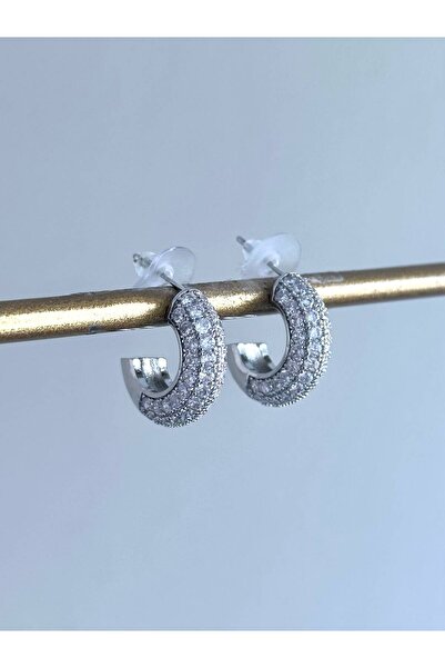 Serenity Atelier Boutique SAB New Season Small Silver Zircon Stone Hoop Earrings