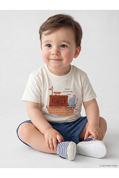 LC Waikiki Trendlucky Printed Baby Boy Shorts Set with Difference in Color