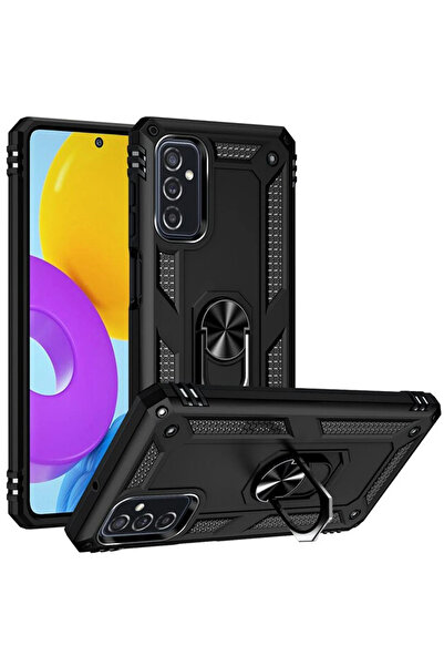eco port Samsung Galaxy M52 5G Kılıf Sofya Yüzüklü Silikon Kapak - Siyah