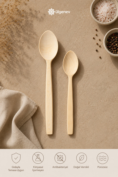 Ülgenev Set of 2 Small Size 100% Natural Boxwood Wooden Spoons Handmade Woode...