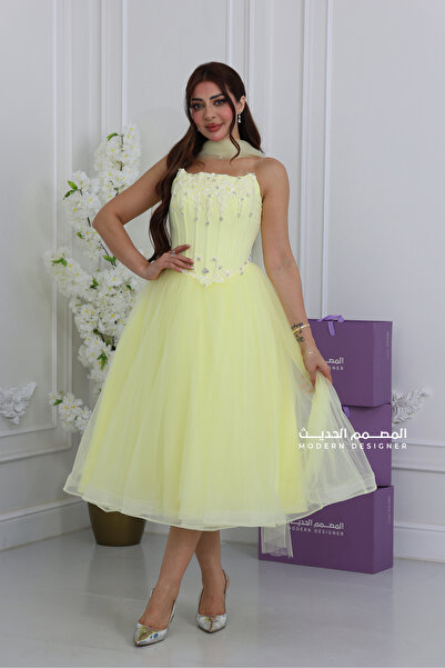 modern designer Luxury Midi Evening Dress