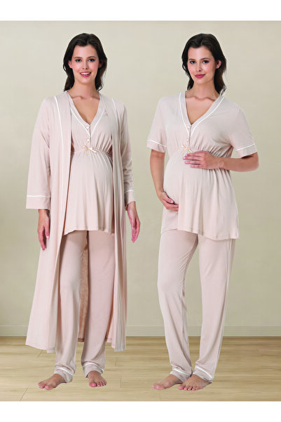 by İGP Maternity Pajama Set with Adjustable Waist and Nursing Feature