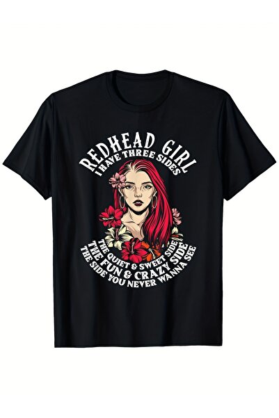 23 nisan Funny Redhead Slogan T-shirt- Sweet Candy Crazy as Hell Pattern T-sh...
