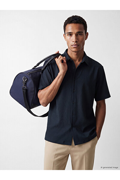 LC Waikiki Nevavm Regular Fit Men's Textured Shirt with Difference