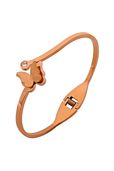OEM Brățară Butterfly Rose, din oțel inoxidabil, cu nature și zirconiu cubic,...
