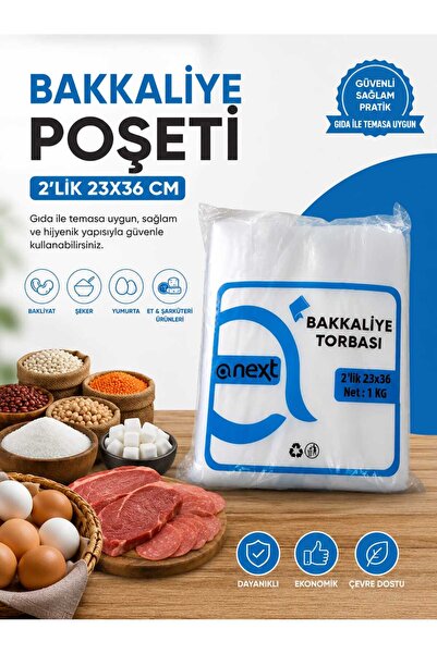 isopack 23x36 cm 2 lik 1 kg Kalın Et Poşeti Bakliyat Poşeti Şeffaf Şeker Bakk...