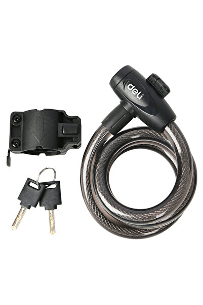 Deli κλειδαριά ποδηλάτου με κλειδί DL508062, Φ12mm, 1m, μαύρη