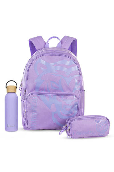 Hydrobrew 18" Backpack & Double Wall Stainless Steel Water Bottle 500ml – Purple