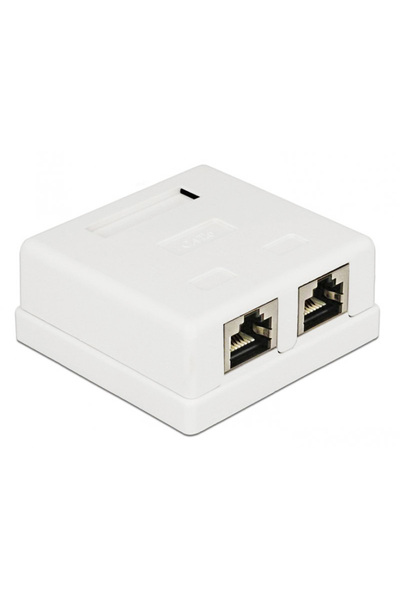 POWERTECH επιτοίχια πρίζα δικτύου CAB-N130, 2 θυρών, Cat.6 UTP, λευκή