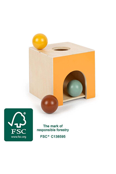Small Foot Cutie Montessori cu bile – Jucărie din lemn certificată FSC cu 3 b...