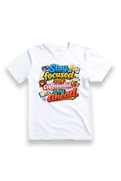 OEM Tricou personalizat cu mesaj: "Rămâi concentrat, rămâi cafeinați, rămâi î...