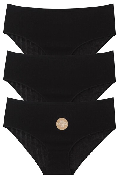 papatya lingerie Cotton Ribbed High Waist Basic Battal Panties 3-Pack Size 44...