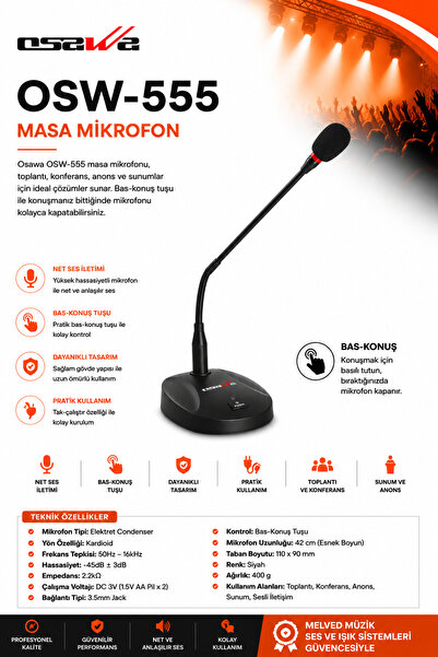 OSAWA OSW-555 KÜRSÜ MİKROFON (BAS KONUŞ)