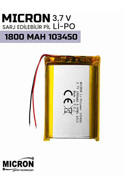 Micron 103450 3.7V 1800mAh Li-Polymer (Li-Po) Şarj Edilebilir Pil – Lityum Po...