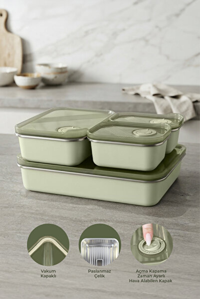 Kitchen Life 4-Piece Stainless Steel Vacuum Storage Container, Oven and Cake ...