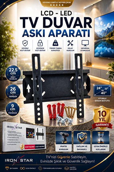 IRONSTAR TV Duvar Askı Aparatı / LCD LED TV Askı Aparatı / Sabit TV Askı Apar...