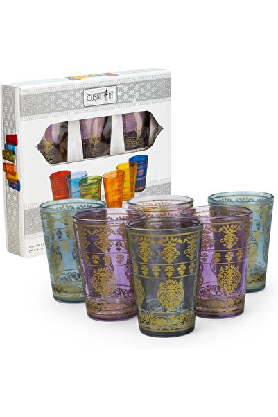 Cuisine Art Juda Deco Moroccan Glass Set, 6 Pieces - Traditional Moroccan Tea...