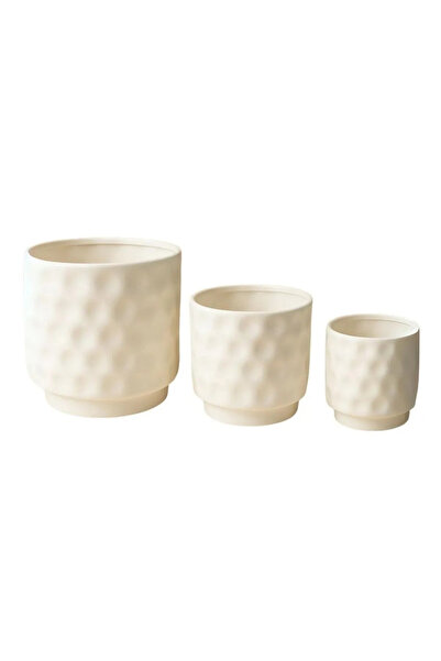 Lacoz Set of 3 Textured Plant Pots with Modern Minimalist Design for Indoor &...