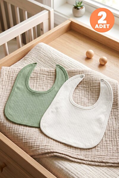 Just inner Baby Boy 2-Piece 100% Cotton Bib Set, Solid Color, Textured, Doubl...