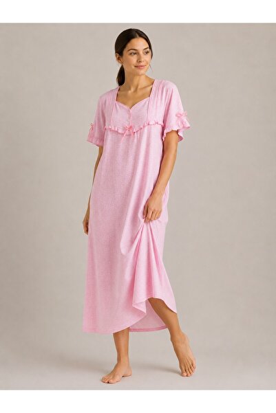 Alize Moda 100% Cotton Short Sleeve Plus Size Women's Nightgown