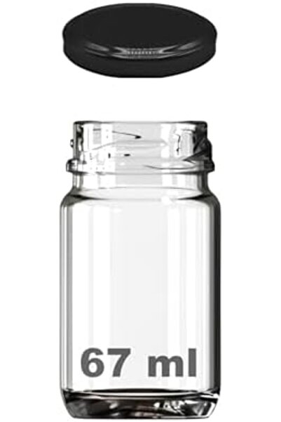 Yıldızan 67 ml Transparent Shot Jar 67 Cc Canned Metal Black Lid Glass Jar 6 ...