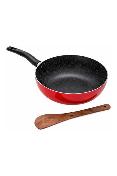 Chefline Black Marble 28 cm Wok Pan with Turner