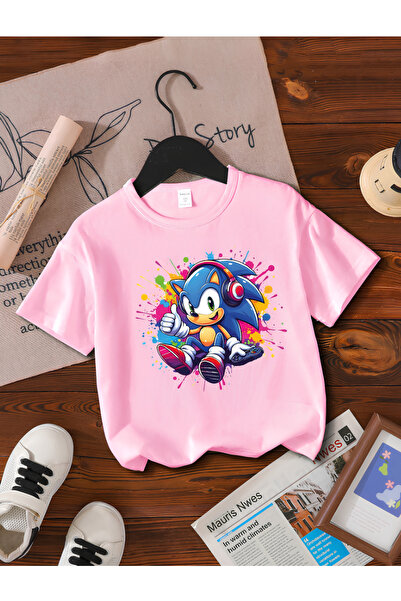 MAGORS Sonic the Hedgehog New Season Printed Circular Neck Cotton Short Sleev...