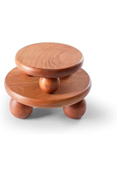Yıldızan Msa Shop Set of 2 Handmade Wooden Ball-Legged Presentation Stands, P...