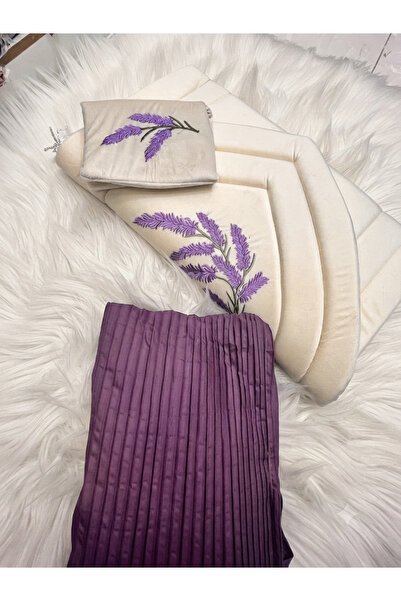 STAYILK DRESSES White Embroidered Padded Foam Prayer Mat Set. the Set Include...