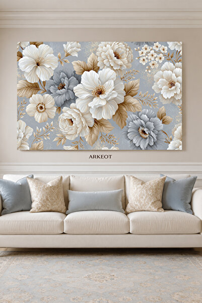 Elegant Flowers Canvas Wallpaper - Decorative Living Room Painting