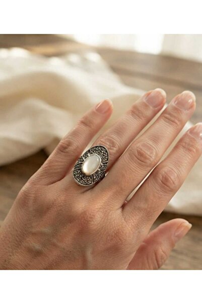 Frost Jewellry 925 ayar zirkon ve ay taşlı gümüş yüzük