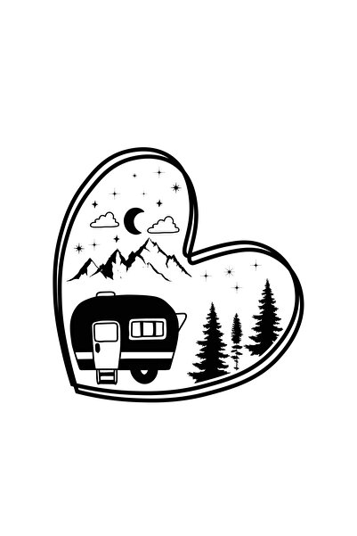 Amo-Stickers Αυτοκόλλητο Τροχόσπιτου, Κάμπινγκ, Περιπέτεια 16x70εκ. Μαύρο