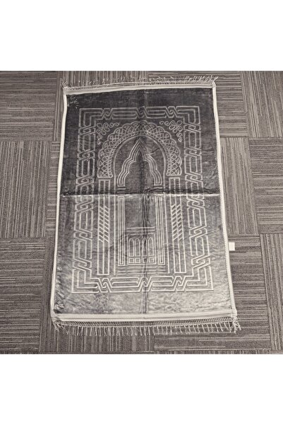 mybedesten Luxury Solid Color Geometric Mihrap Embossed Velvet Prayer Rug