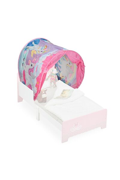 Relaxdays Cort de pat pentru copii Relaxdays, multicolor, 220x79cm, cu buzuna...