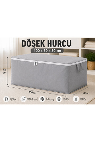 YELLOW STARY HOME DECOR Mega Döşek Hurcu 100X50X50 cm Gray Large Size Quilt B...