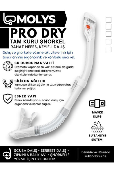 MOLYS PRO FULL DRY ŞNORKEL TAM KURU PROFESYONEL DALIŞ ŞNORKELİ