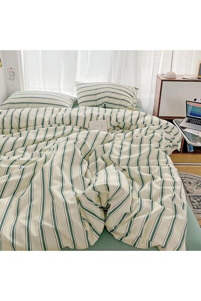 Tabeskly Boy Girls Kids Striped Reversible Bedding Double Duvet Cover Sets Be...