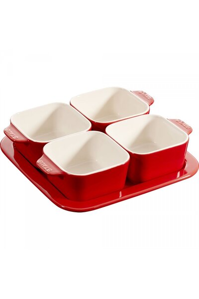 STAUB Set pentru servire, Staub, 5 elemente, ceramica, rosu, 0.5 l