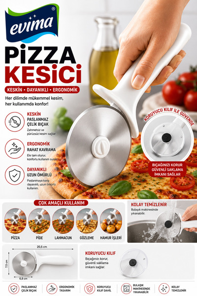 tmtemsan Stainless Steel Pizza Cutter – Professional Pizza Knife with Ergonom...