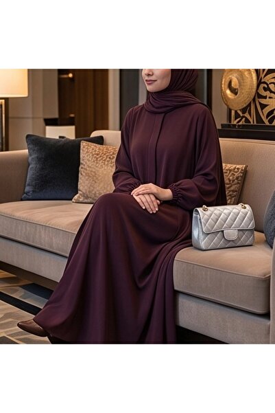 zeynep uyanık Cotton Crepe Elegant Balloon Sleeve Robe with Hidden Zipper