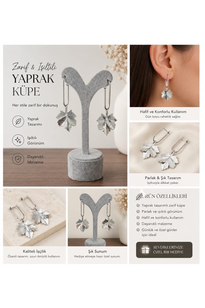 Dilerce STEEL LEAF EARRINGS