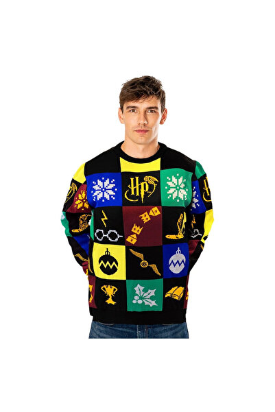 OEM Pulover de Craciun Harry Potter Deluxe, tricotat, cu petice, marimea M