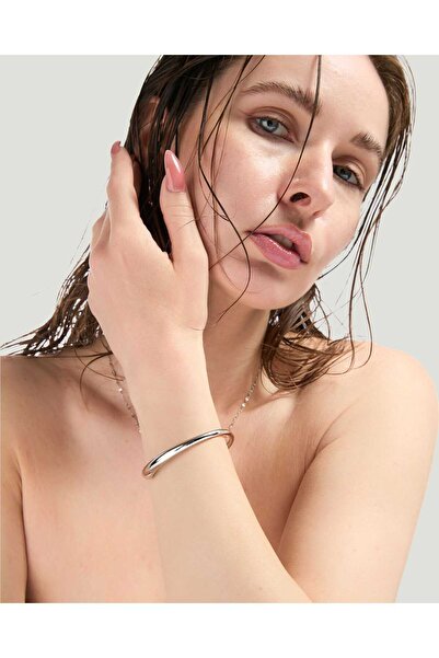 OYRE Silver Color Drop Tip Cuff Bracelet