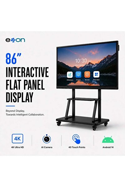 eZon 86" Interactive Flat Panel Display, 4K UHD Smart Board, Android 14, 8GB ...