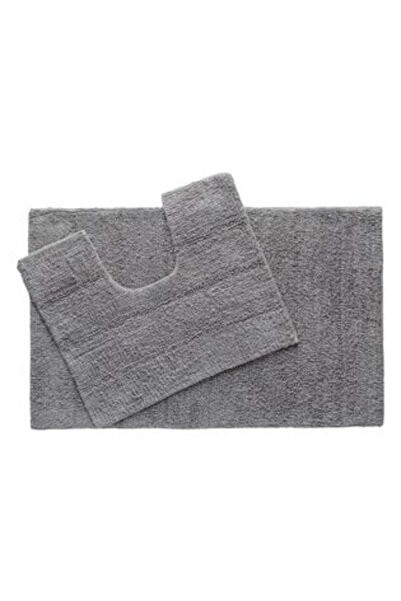 OEM Grey Striped Bathroom Mat Set - 2 pcs