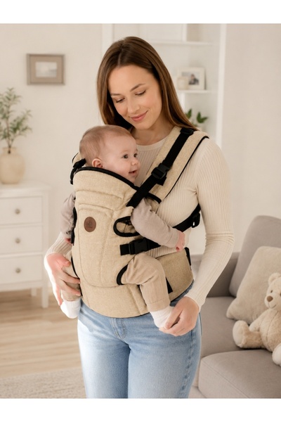 Pure Boutique Marsupiu ergonomic bebe crem 4-12 Kg, reglabil, port bebe confo...
