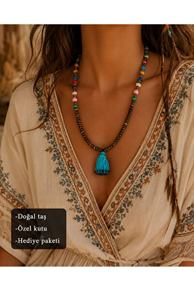 HER ŞEY NOTA www.herseynota.com Kalinda Bohemian Colorful Natural Stone Beade...
