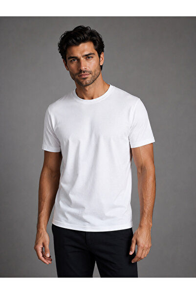 Bisse White Crew Neck Basic T-shirt